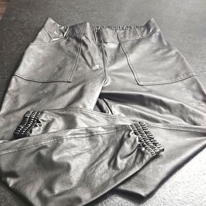 Black Faux Leather Joggers